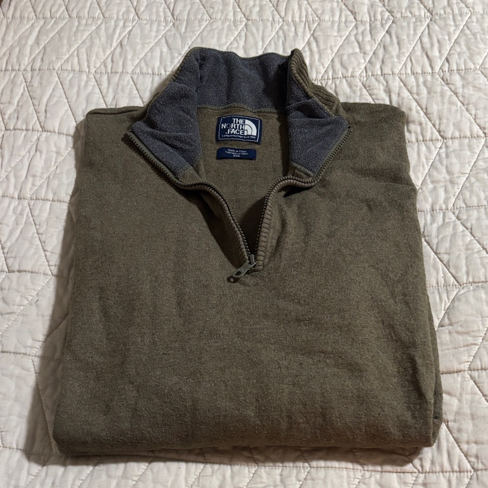 The North Face Men's Green Zip-Up Sweater 1/4 Zip XXL
